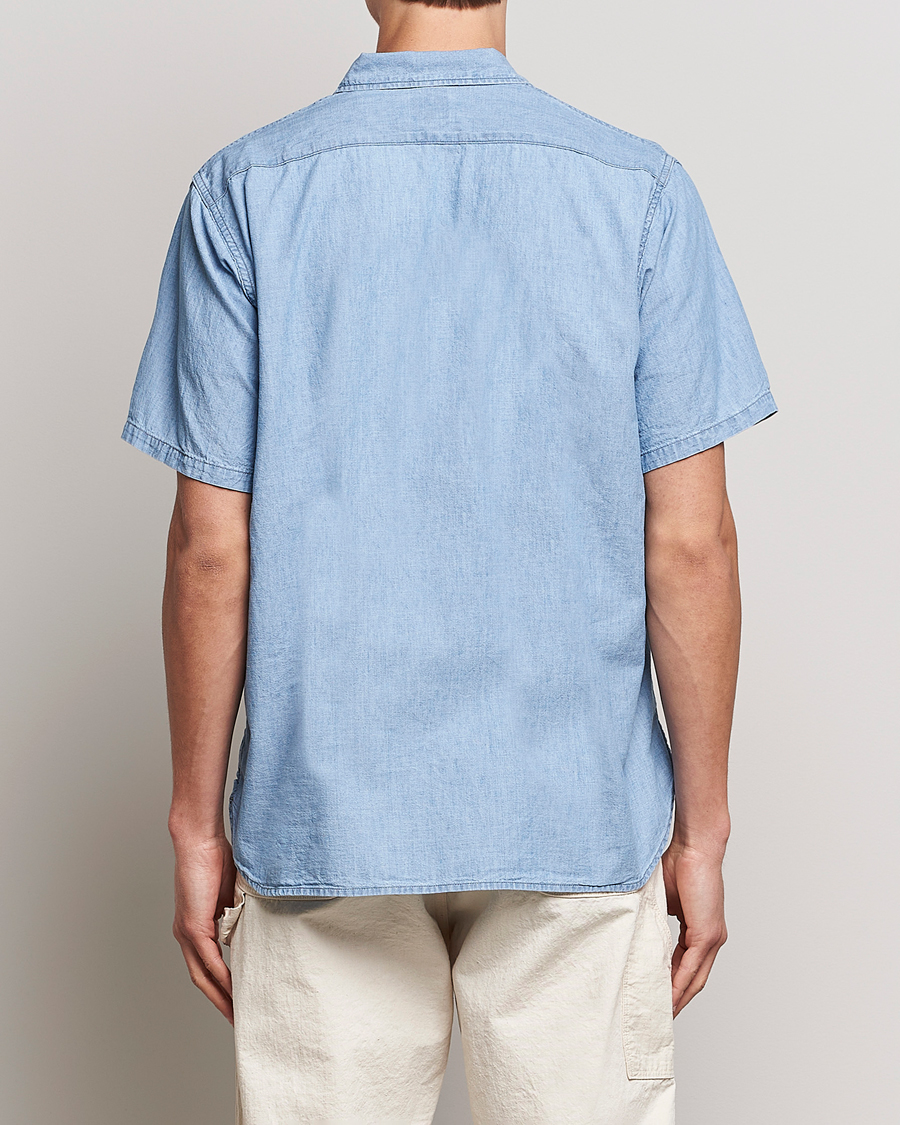 Herre | Skjorter | orSlow | Chambray Short Sleeve Work Shirt Light Blue