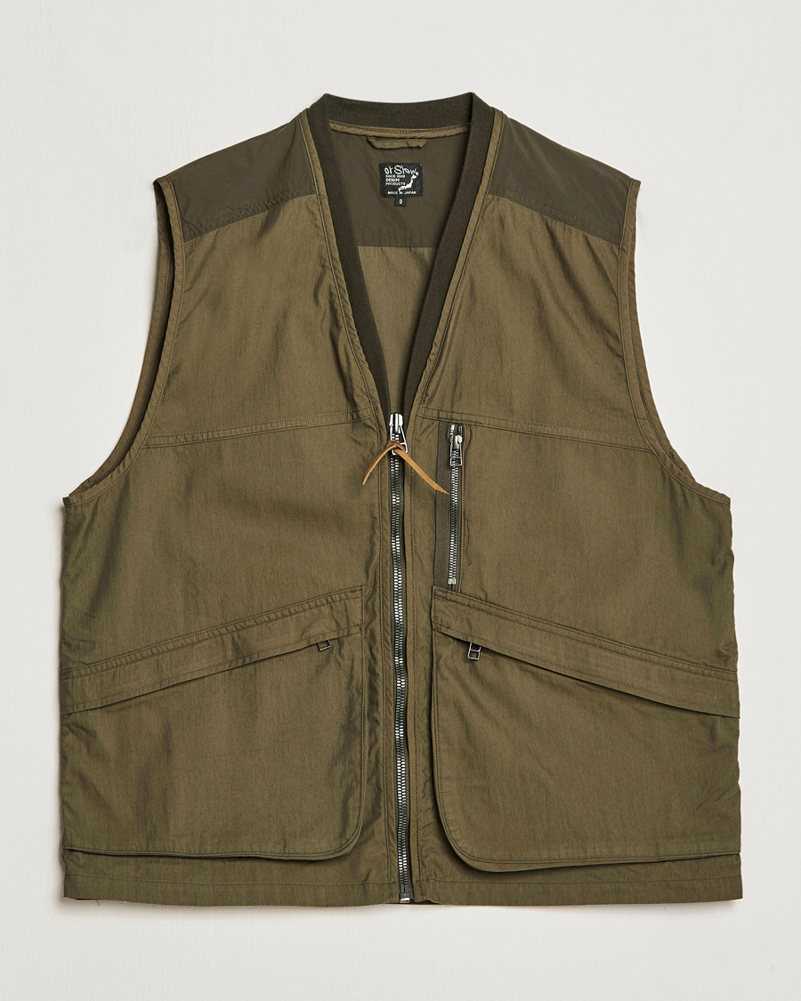 Herre | Vester | orSlow | Cotton Nylon Utility Vest Army Green