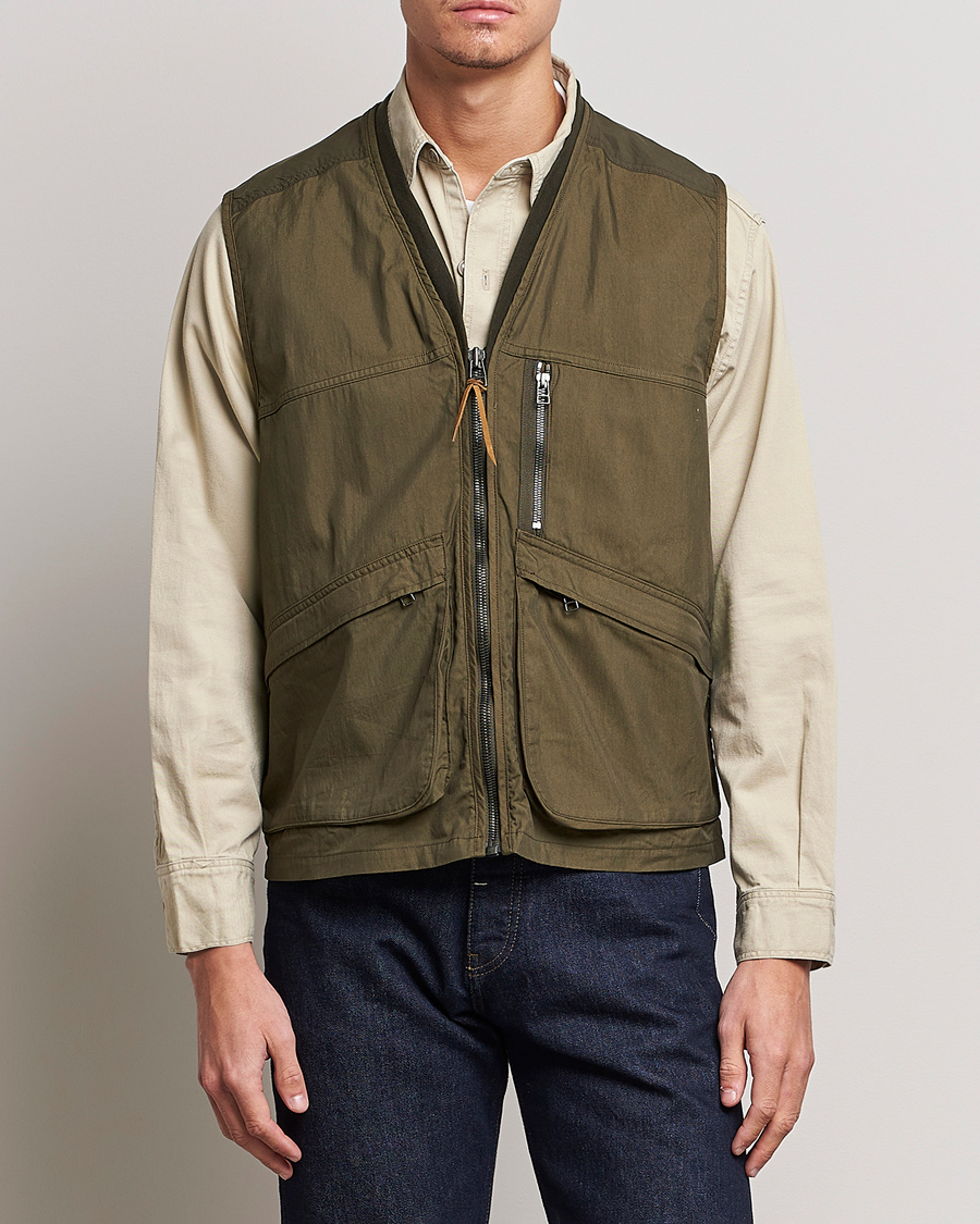 Herre |  | orSlow | Cotton Nylon Utility Vest Army Green