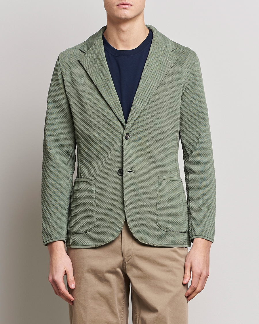 Herre | Strikkede blazere  | Lardini | Knitted Structure Cotton Blazer Soft Green