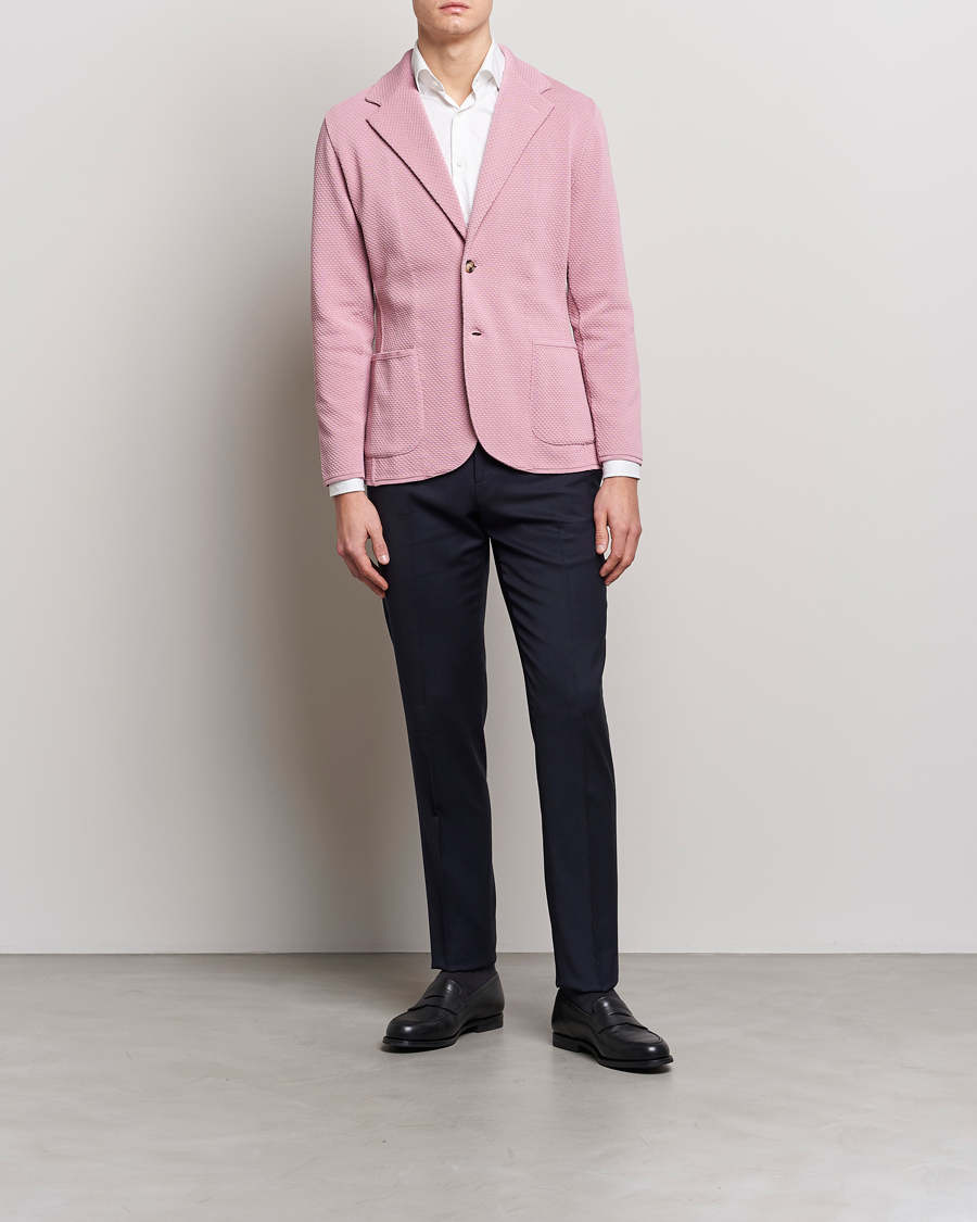 Herre | Dressjakker | Lardini | Knitted Structure Cotton Blazer Soft Pink