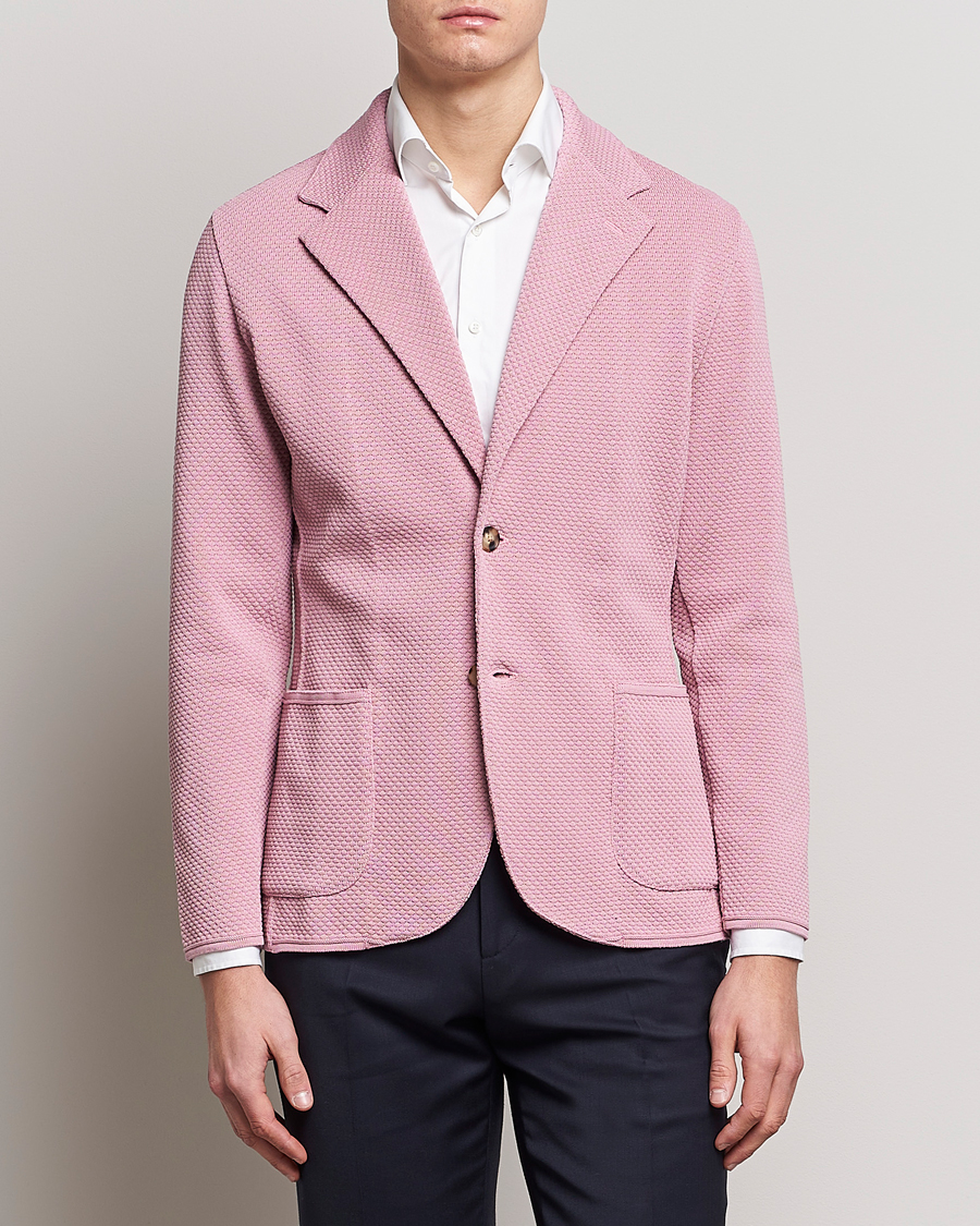 Herre | Strikkede blazere  | Lardini | Knitted Structure Cotton Blazer Soft Pink