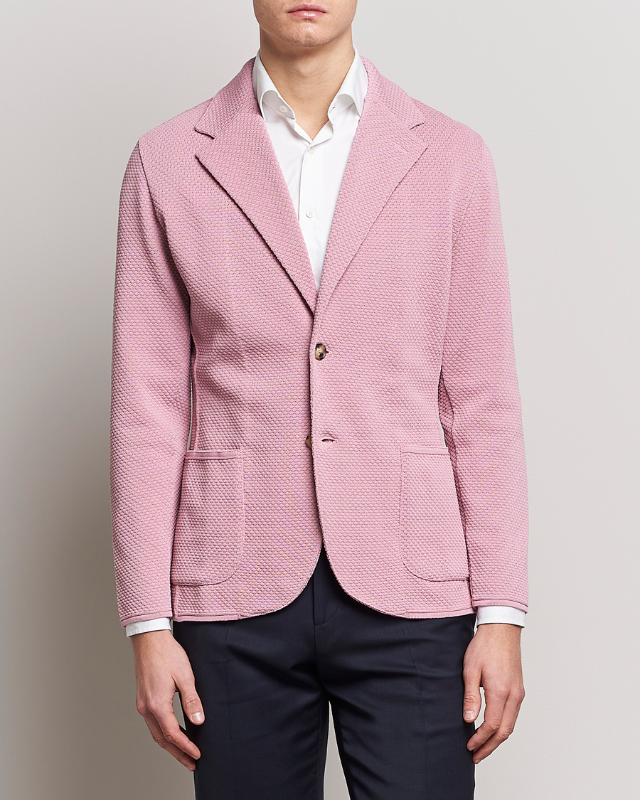 Herre | Dressjakker | Lardini | Knitted Structure Cotton Blazer Soft Pink