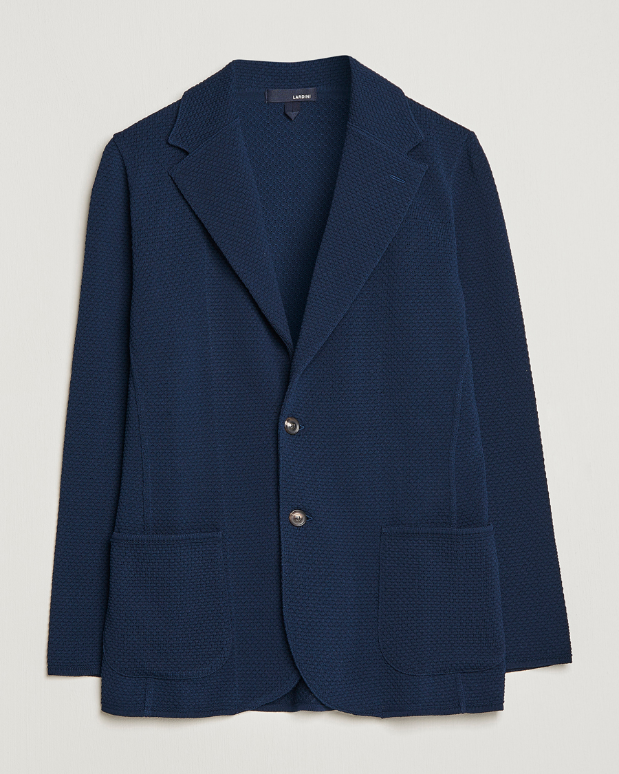 Herre | Dressjakker | Lardini | Knitted Structure Cotton Blazer Navy