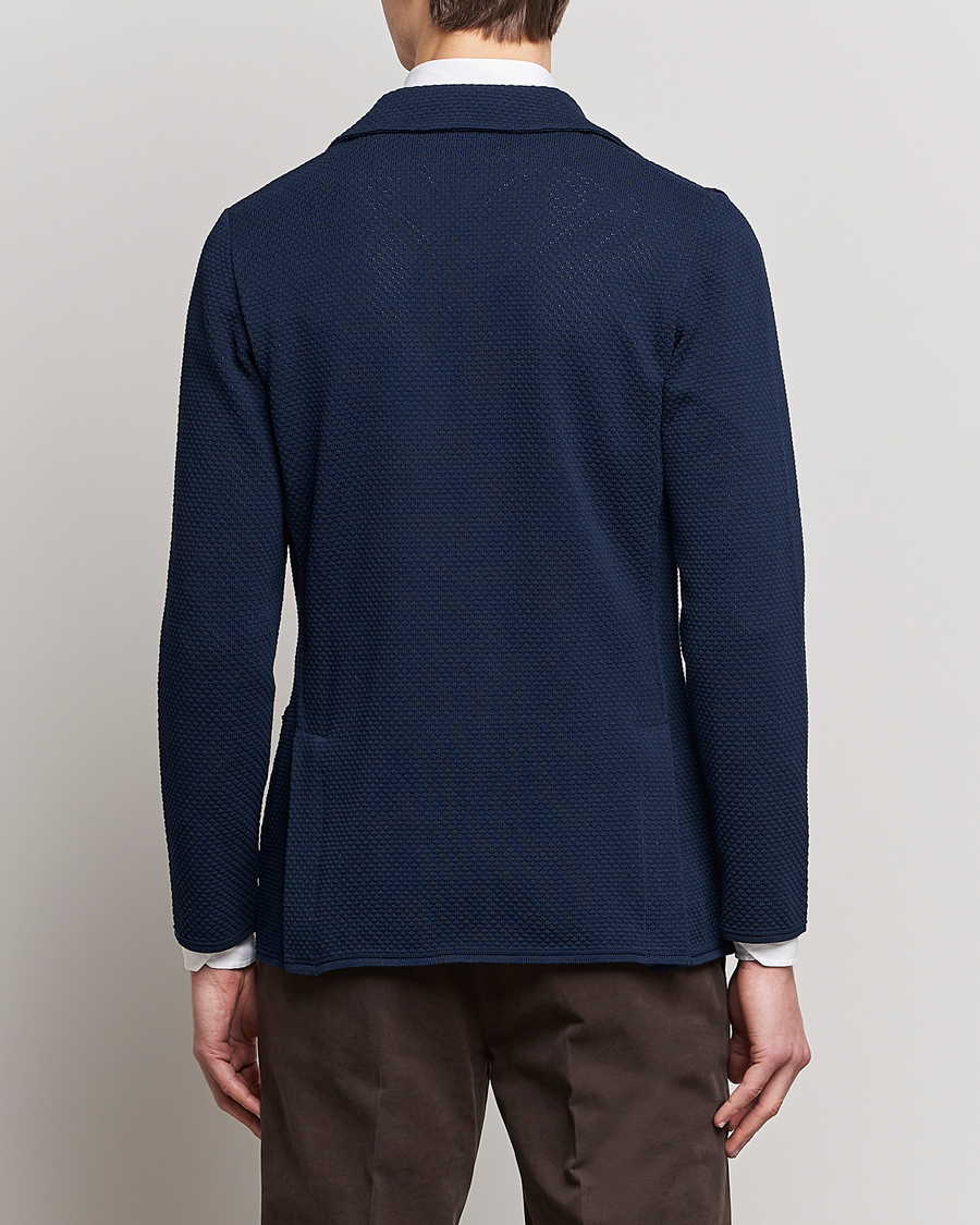 Herre | Dressjakker | Lardini | Knitted Structure Cotton Blazer Navy