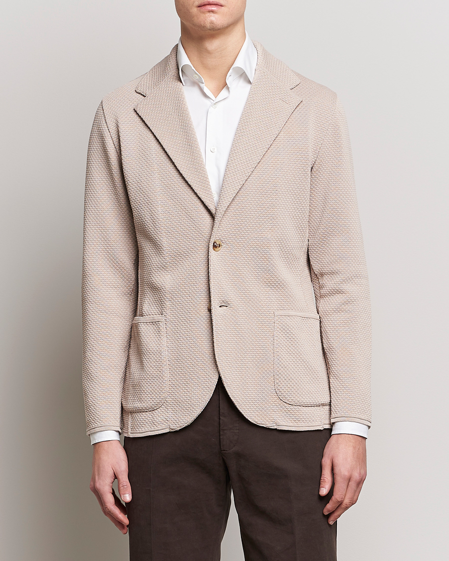 Herre | Dressjakker | Lardini | Knitted Structure Cotton Blazer Beige