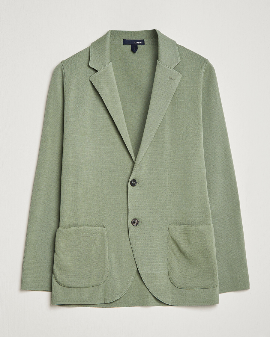 Herre | Dressjakker | Lardini | Knitted Cotton Blazer Soft Green