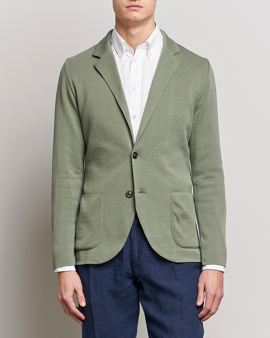 Herre |  | Lardini | Knitted Cotton Blazer Soft Green