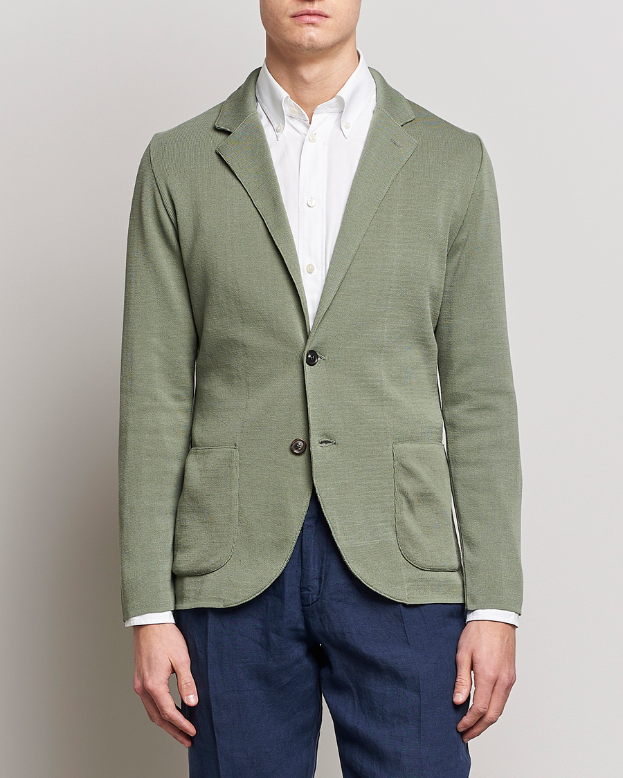 Herre | Strikkede blazere  | Lardini | Knitted Cotton Blazer Soft Green