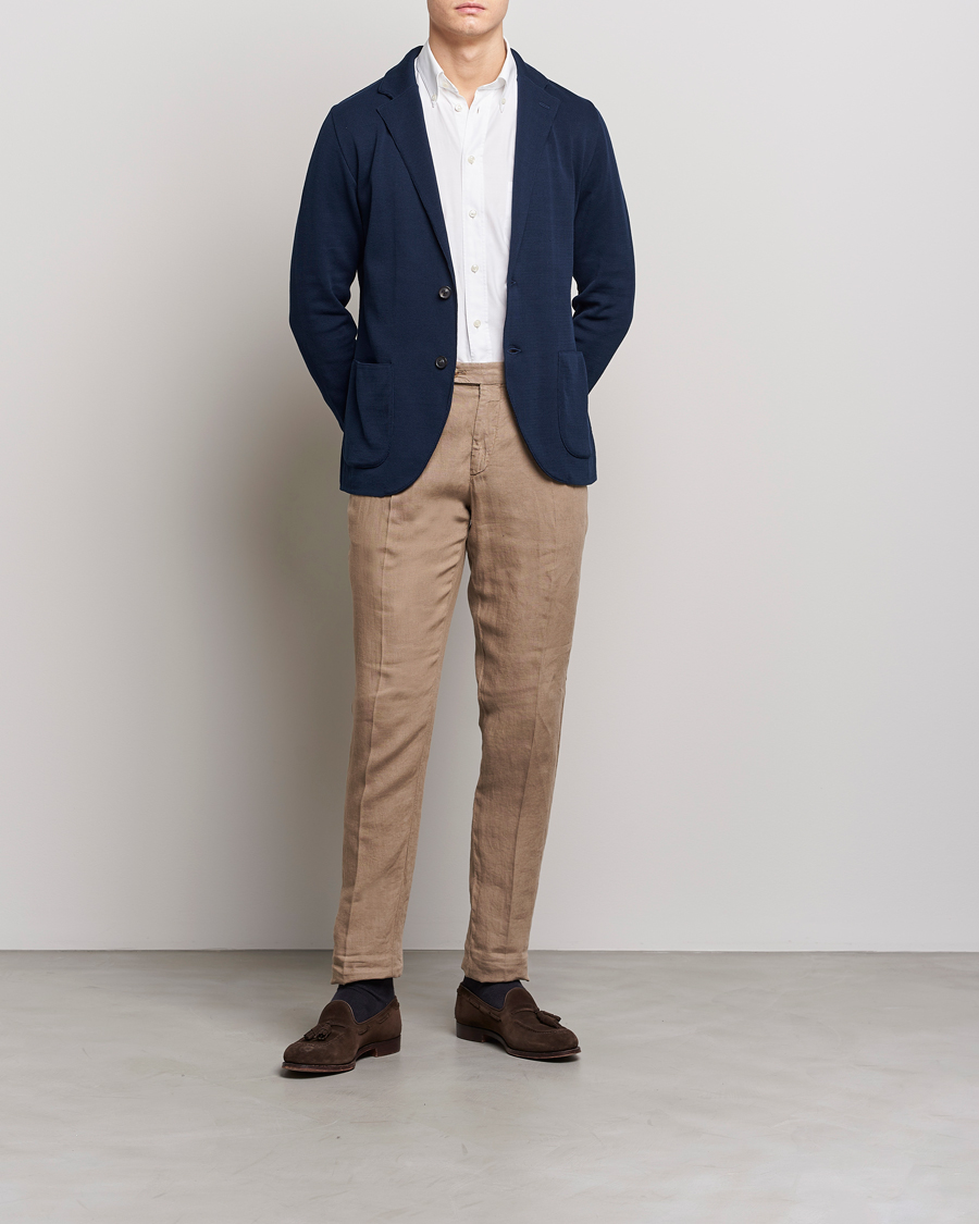 Herre | Dressjakker | Lardini | Knitted Cotton Blazer Navy