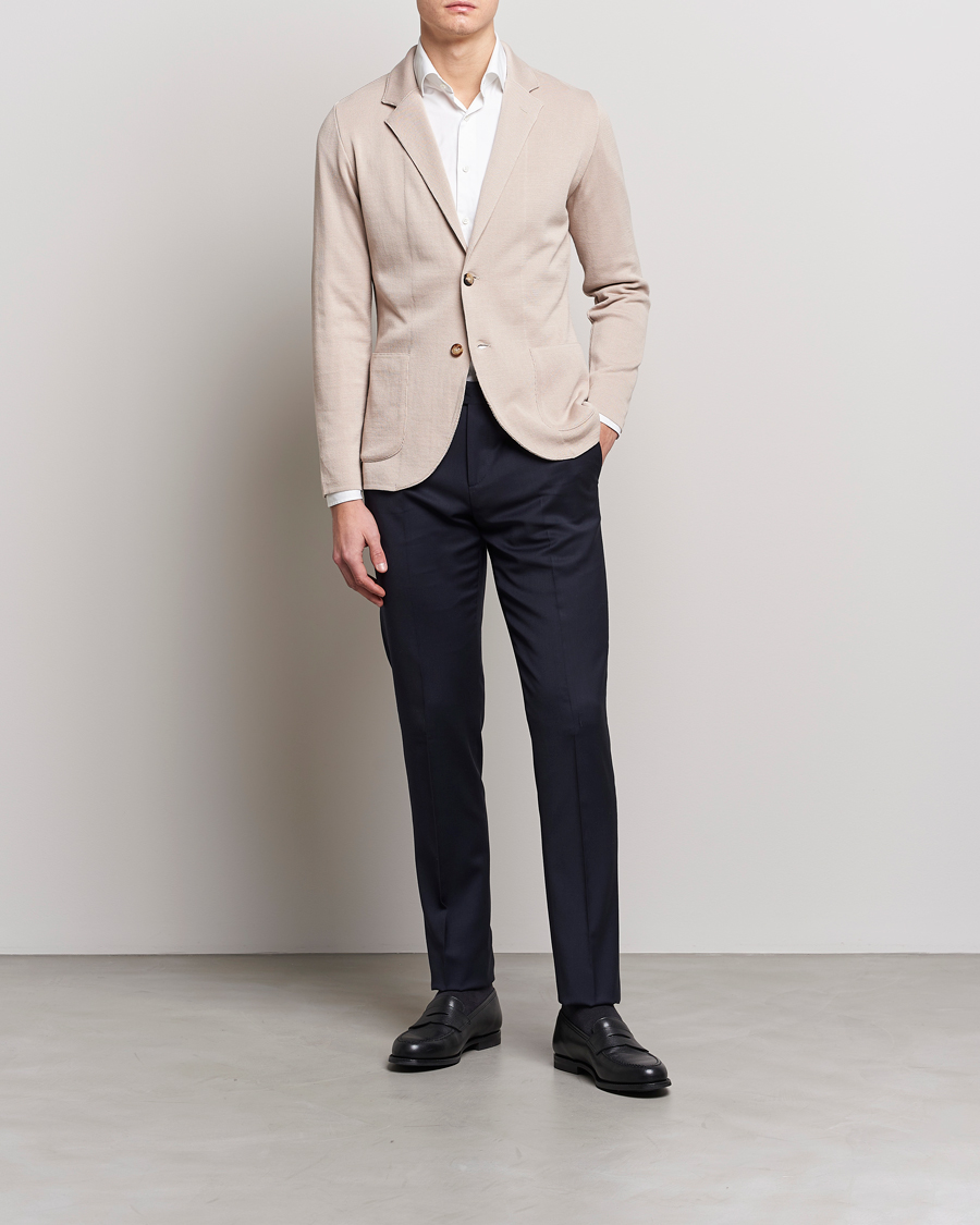 Herre | Dressjakker | Lardini | Knitted Cotton Blazer Beige