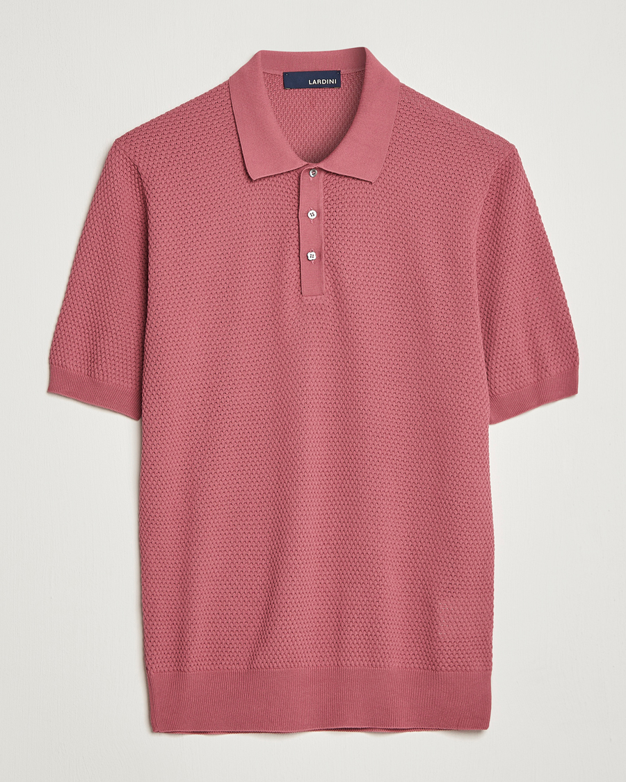 Herre | Pikéer | Lardini | Short Sleeve Knitted Structure Cotton Polo Soft Pink