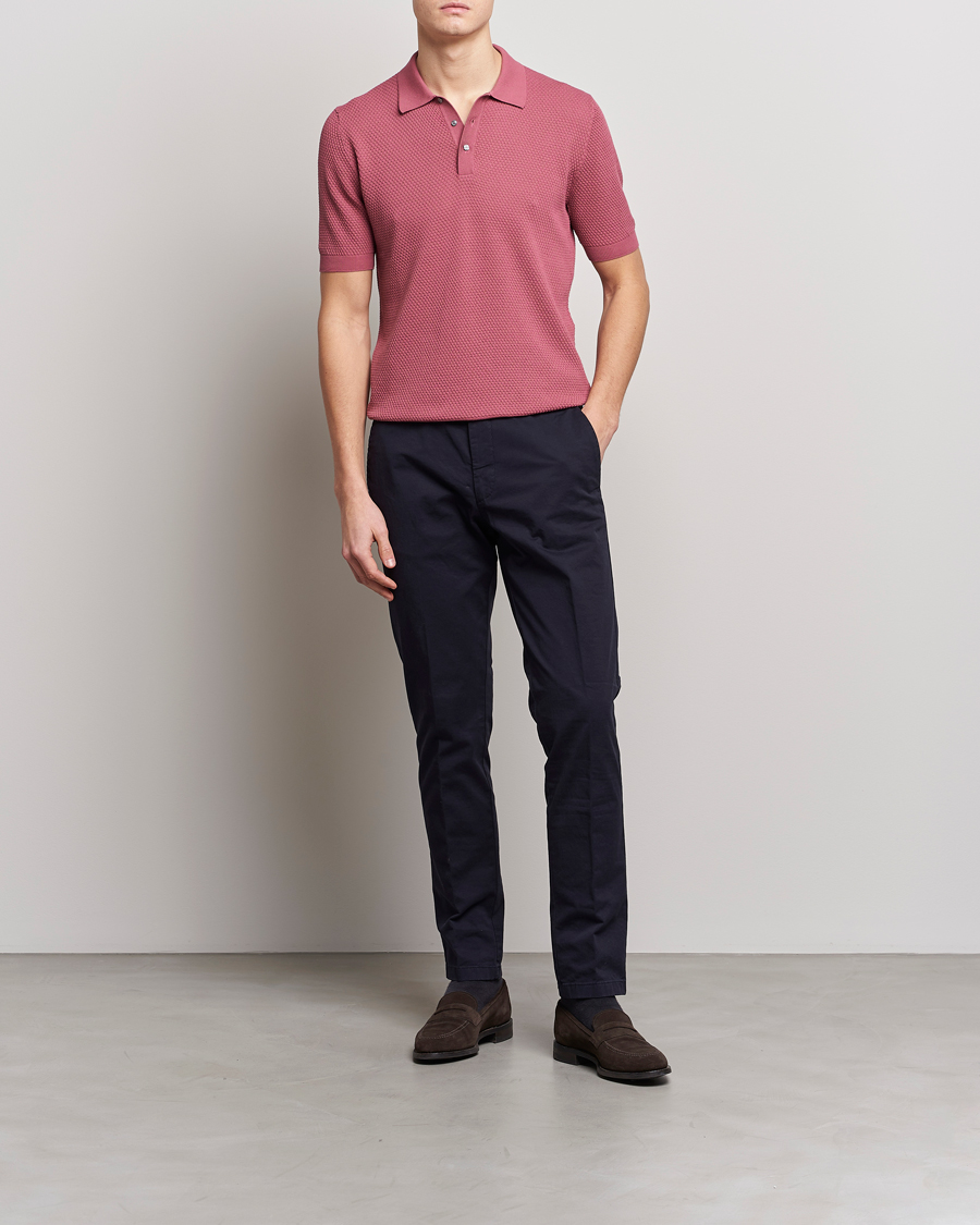 Herre | Pikéer | Lardini | Short Sleeve Knitted Structure Cotton Polo Soft Pink