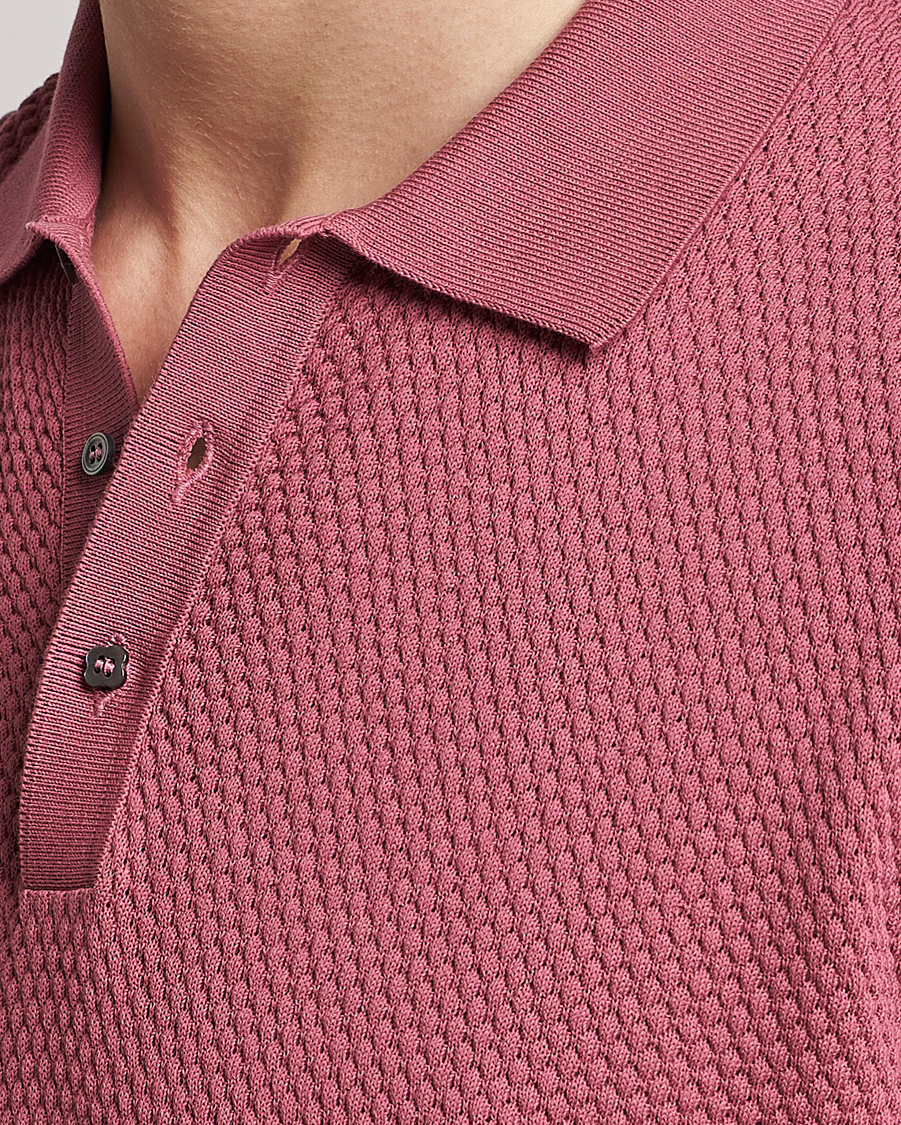 Herre | Pikéer | Lardini | Short Sleeve Knitted Structure Cotton Polo Soft Pink