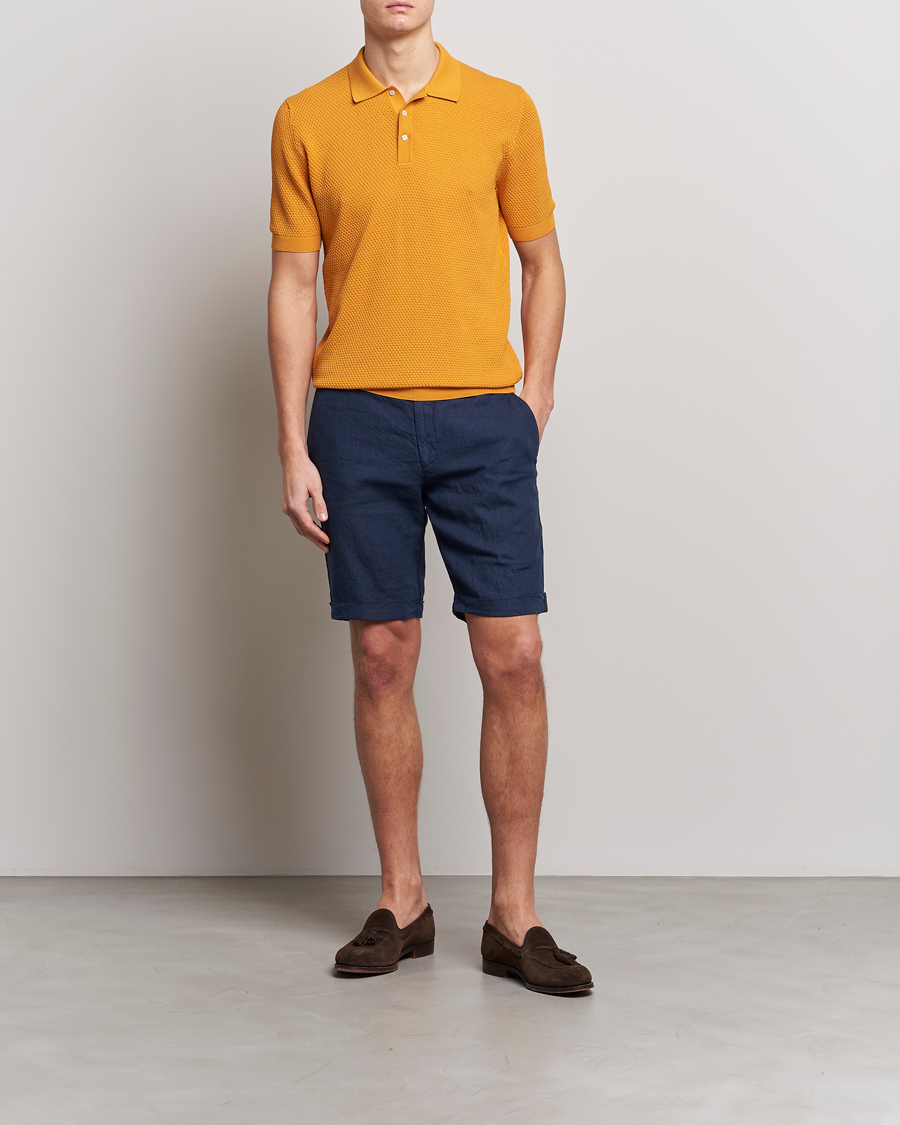 Herre | Pikéer | Lardini | Short Sleeve Knitted Structure Cotton Polo Orange