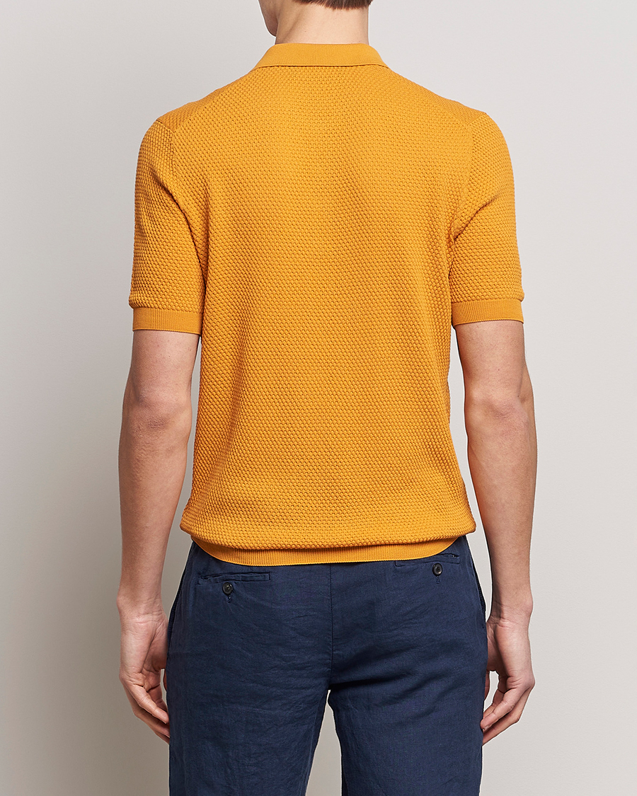 Herre | Pikéer | Lardini | Short Sleeve Knitted Structure Cotton Polo Orange