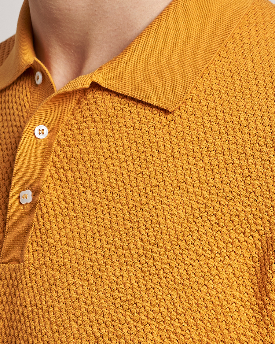 Herre | Pikéer | Lardini | Short Sleeve Knitted Structure Cotton Polo Orange