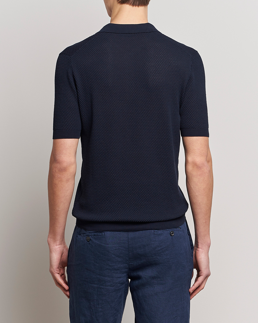Herre | Pikéer | Lardini | Short Sleeve Knitted Structure Cotton Polo Navy