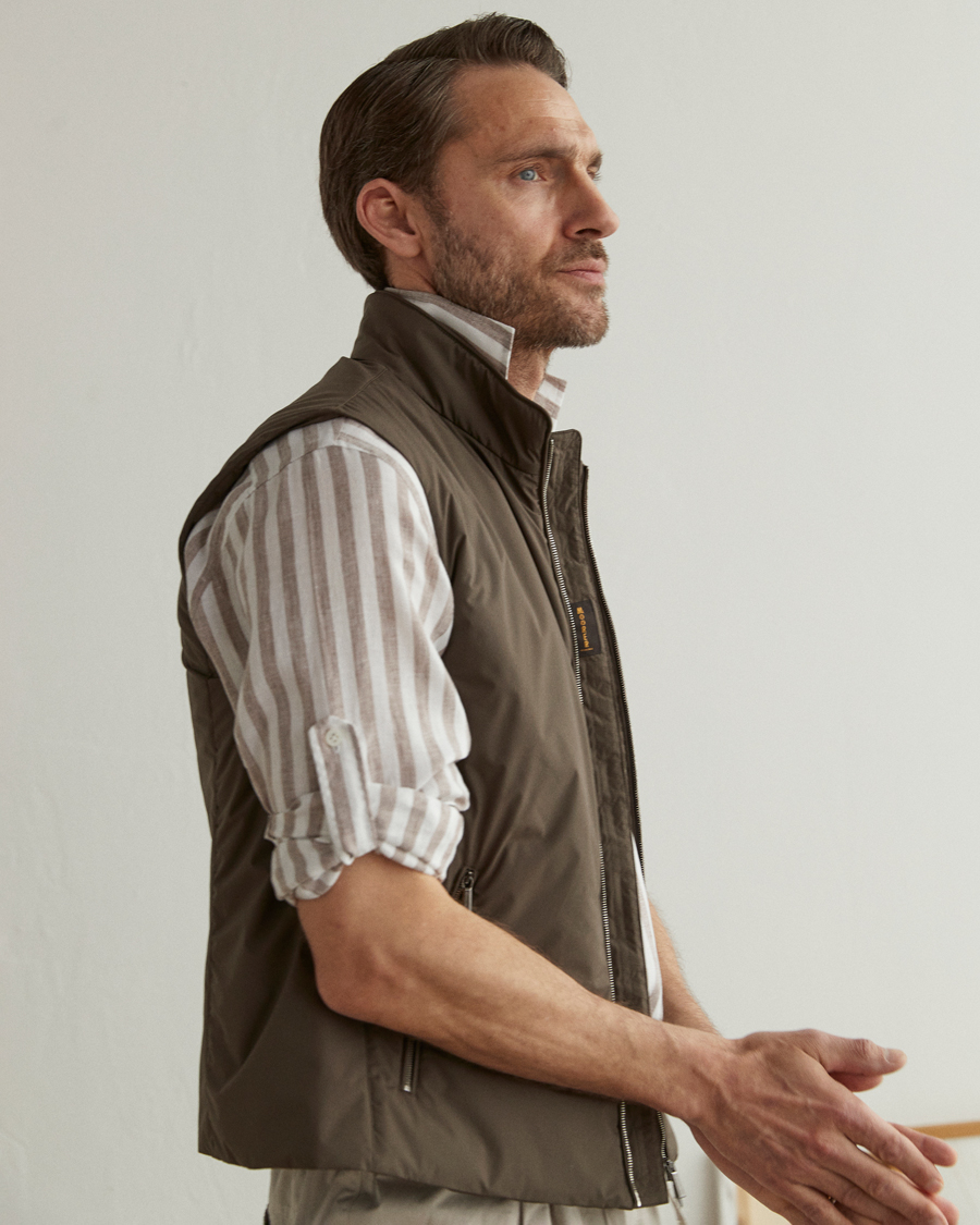 Herre | Skjorter | Lardini | Relaxed Striped Linen Popover Shirt Brown/White