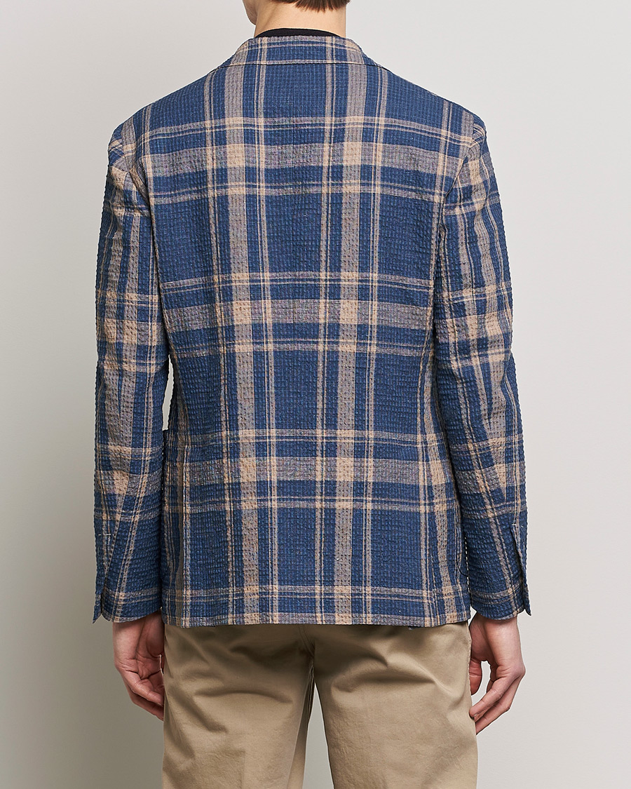 Herre | Dressjakker | Lardini | Cotton/Linen Melange Seersucker Blazer Navy