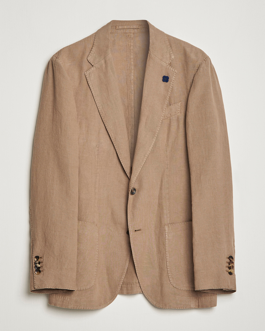 Herre | Dressjakker | Lardini | Patch Pocket Linen Blazer Beige