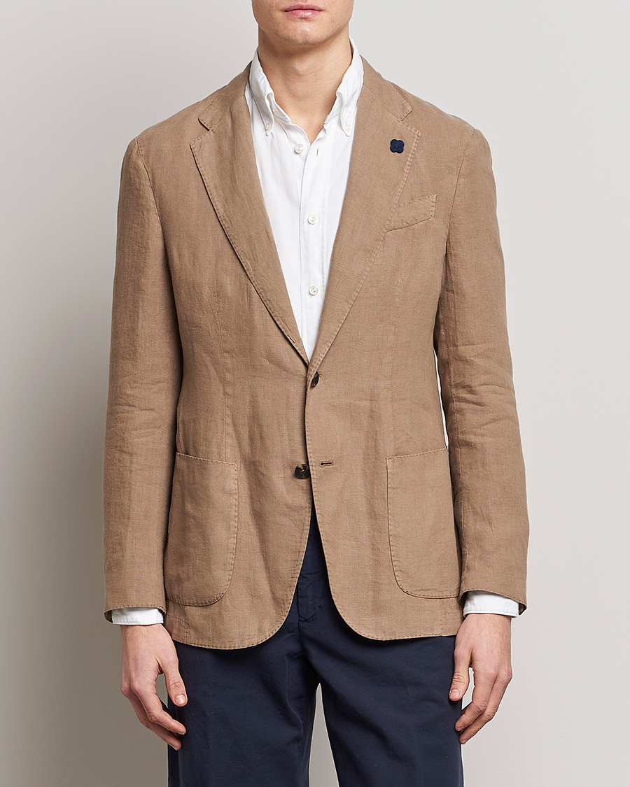 Herre | Dressjakker | Lardini | Patch Pocket Linen Blazer Beige