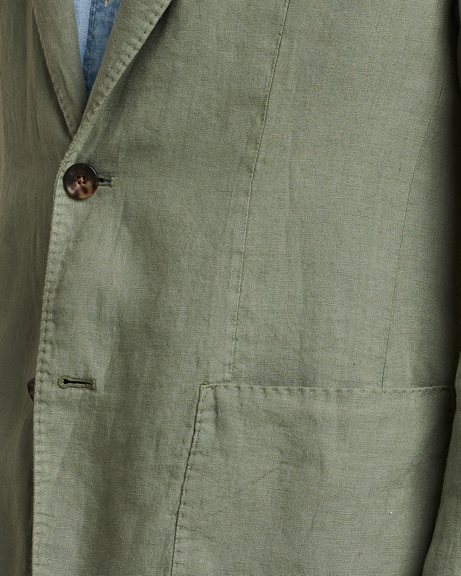 Herre | Dressjakker | Lardini | Patch Pocket Linen Blazer Olive