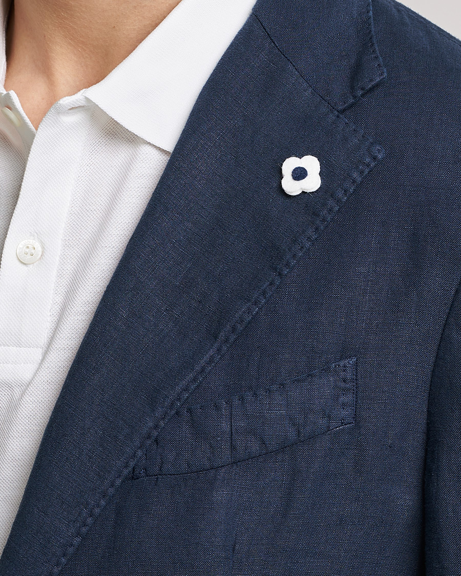 Herre | Dressjakker | Lardini | Patch Pocket Linen Blazer Navy