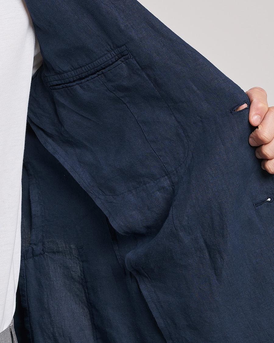 Herre | Dressjakker | Lardini | Patch Pocket Linen Blazer Navy