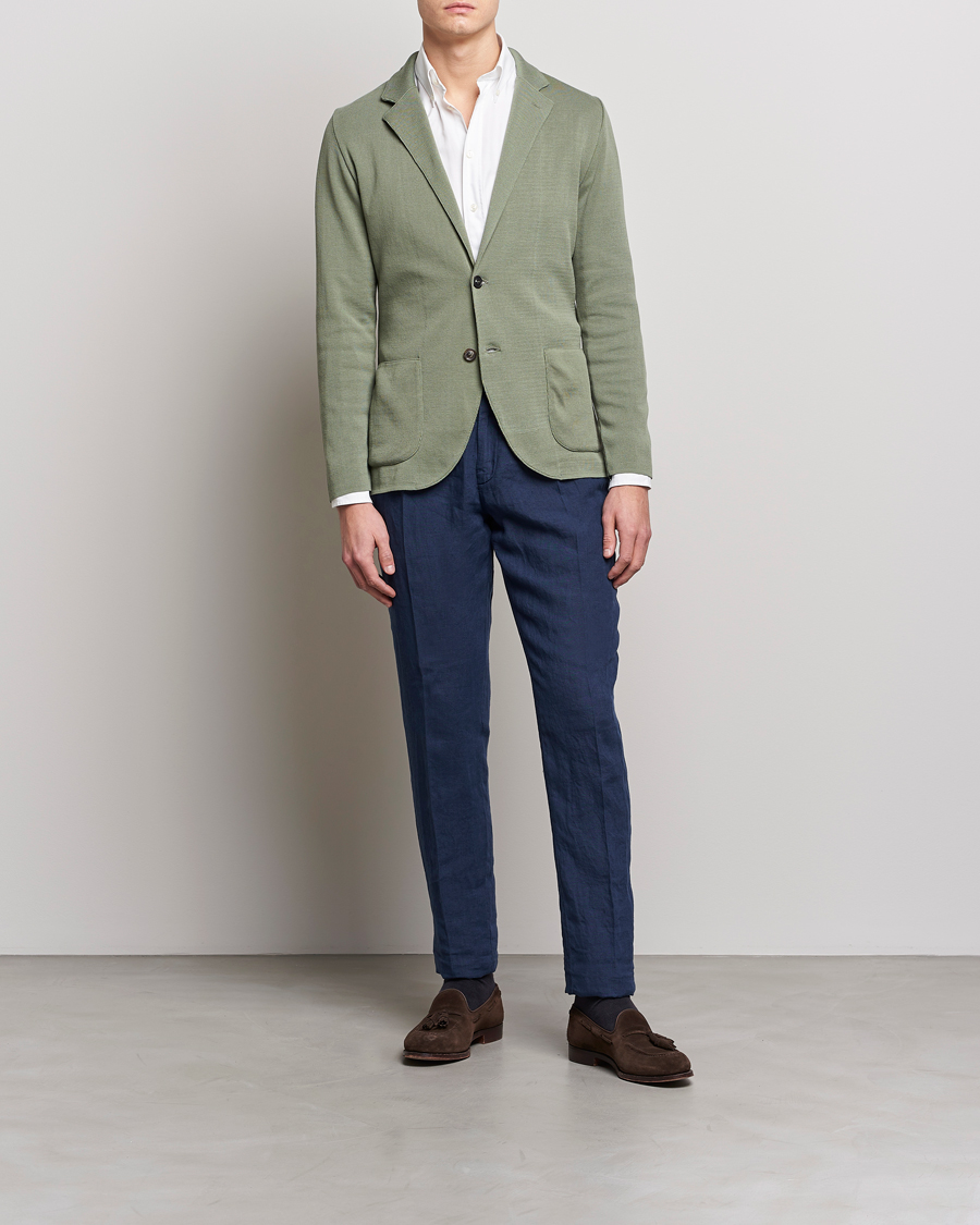 Herre | Bukser | Lardini | Pleated Linen Trousers Navy