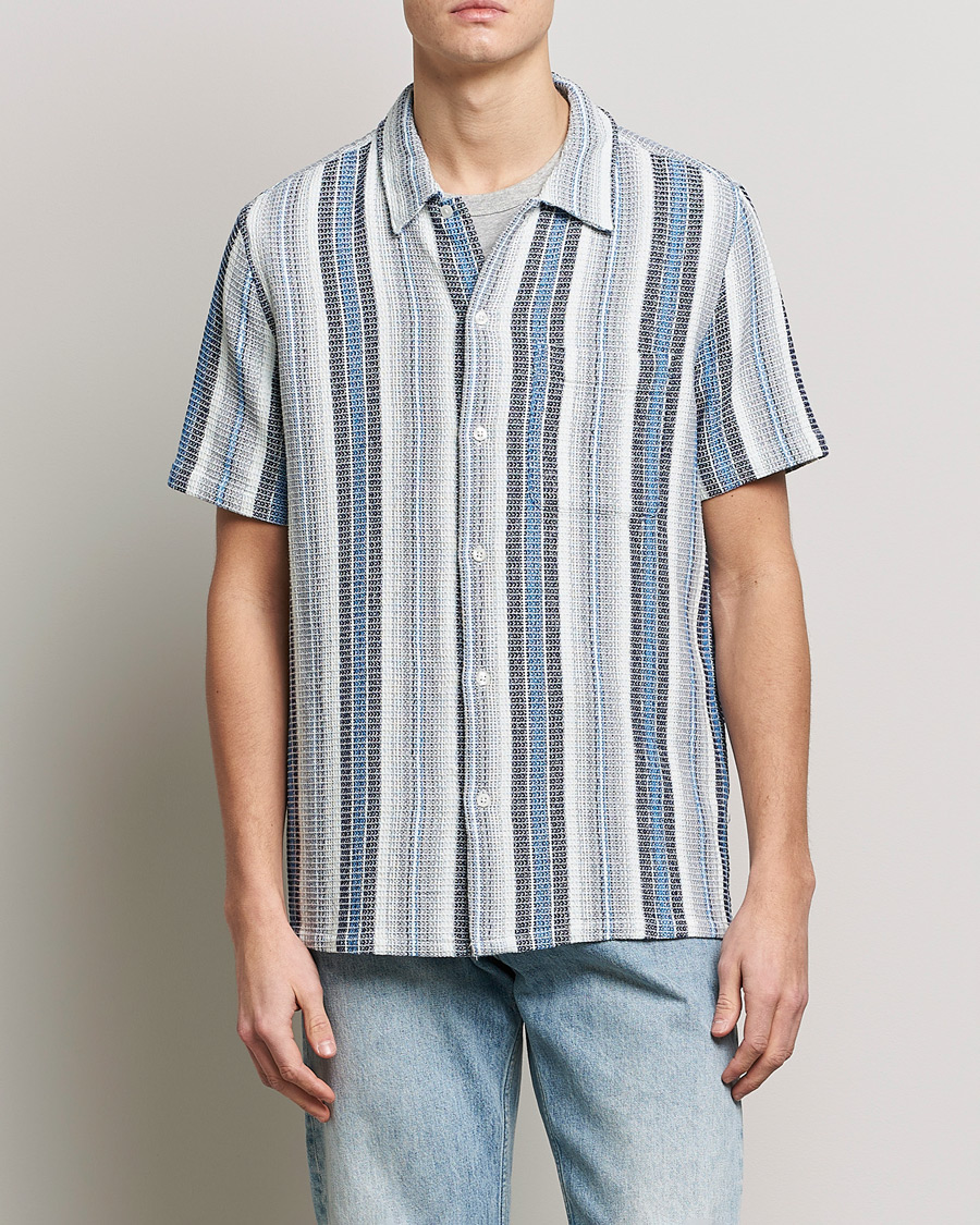 Herre |  | Samsøe & Samsøe | Avan Organic Cotton Short Sleeve Shirt Blue Stripe