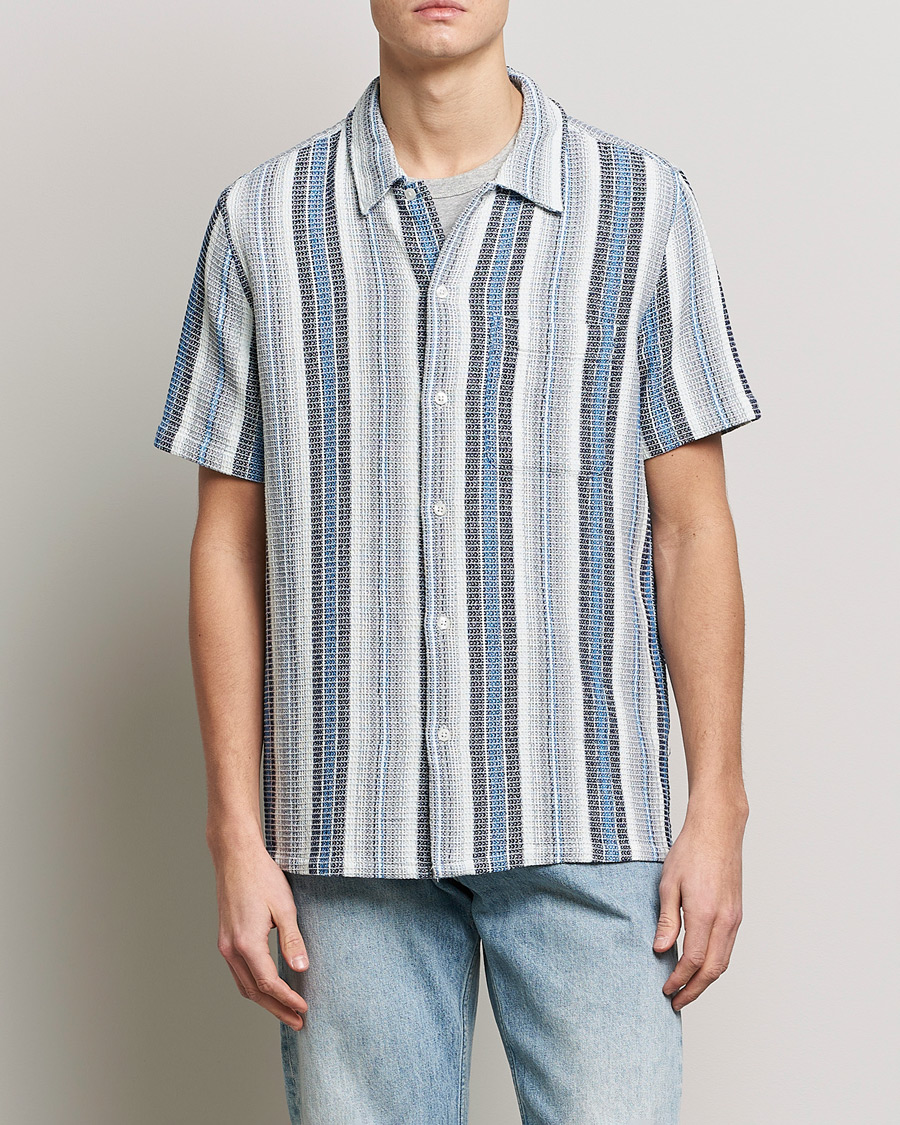 Herre | Skjorter | Samsøe Samsøe | Samsøe & Samsøe Avan Organic Cotton Short Sleeve Shirt Blue Stripe