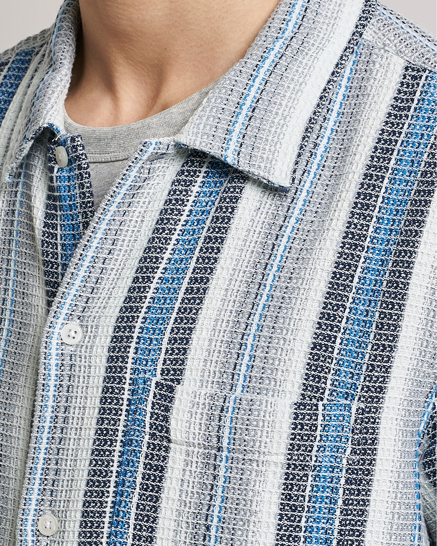 Herre | Skjorter | Samsøe Samsøe | Samsøe & Samsøe Avan Organic Cotton Short Sleeve Shirt Blue Stripe