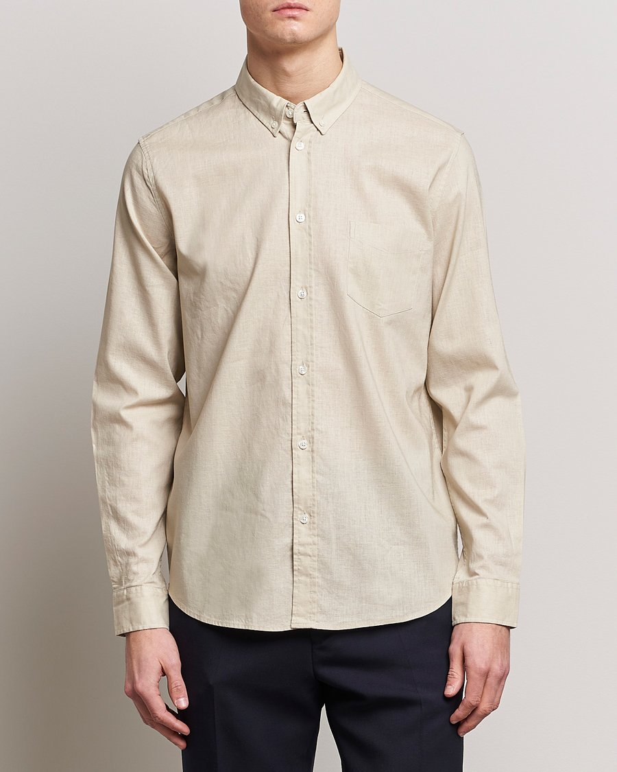 Herre | Linskjorter | Samsøe & Samsøe | Liam Linen Cotton Shirt Oatmeal