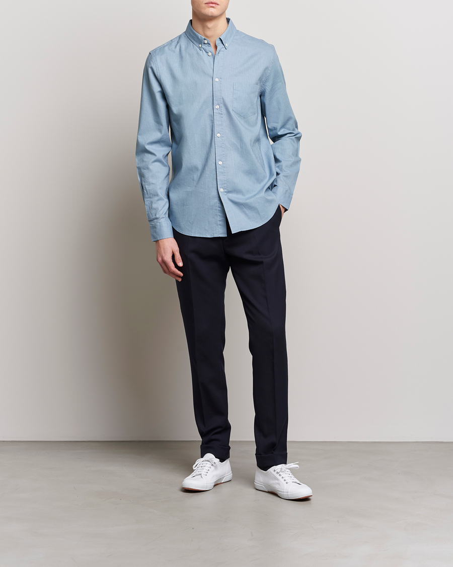 Herre | Skjorter | Samsøe Samsøe | Samsøe & Samsøe Liam Linen Cotton Shirt Ashley Blue