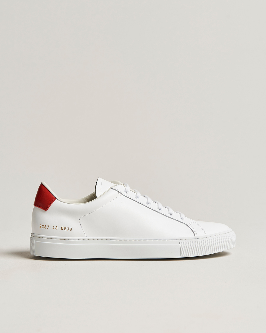 Herre | Common Projects Retro Low Suede Sneaker White/Red | Common Projects | Retro Low Suede Sneaker White/Red