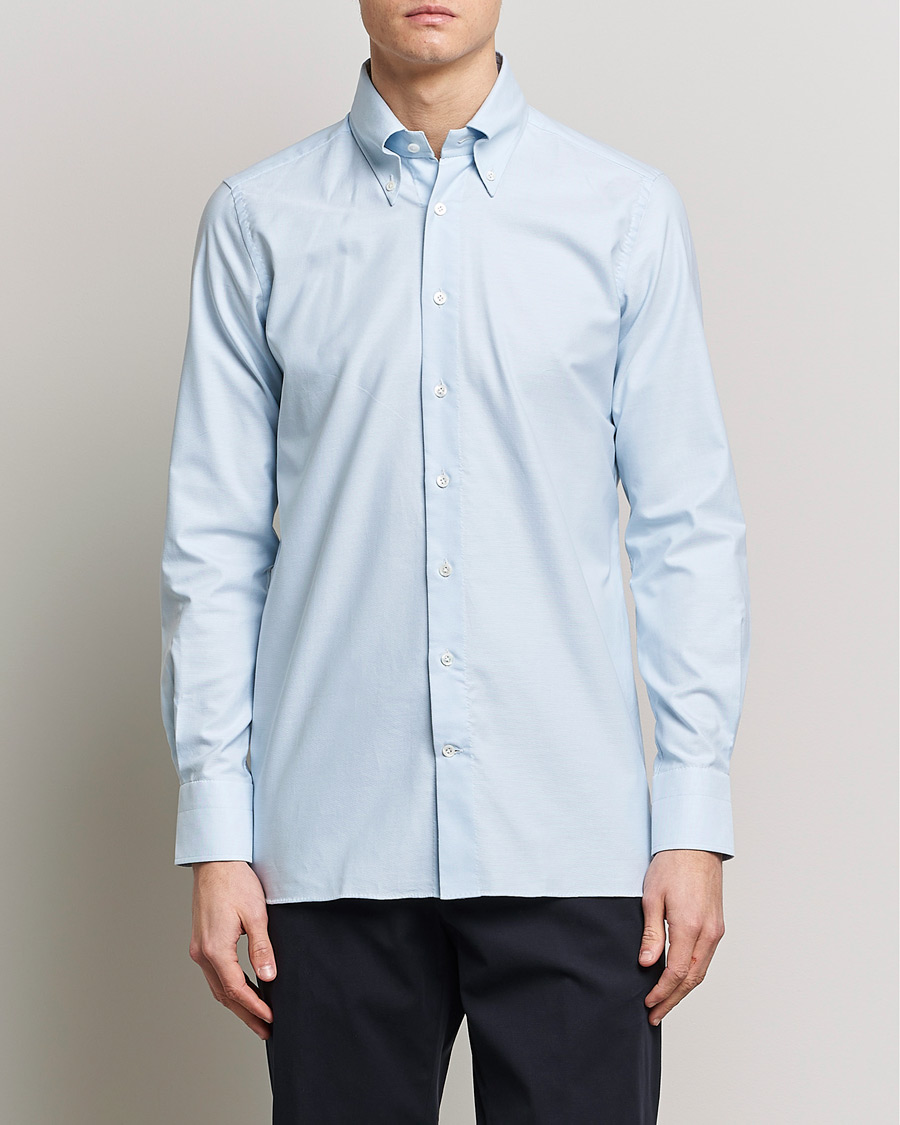 Herre |  | 100Hands | Gold Line Natural Stretch Oxford Shirt Light Blue