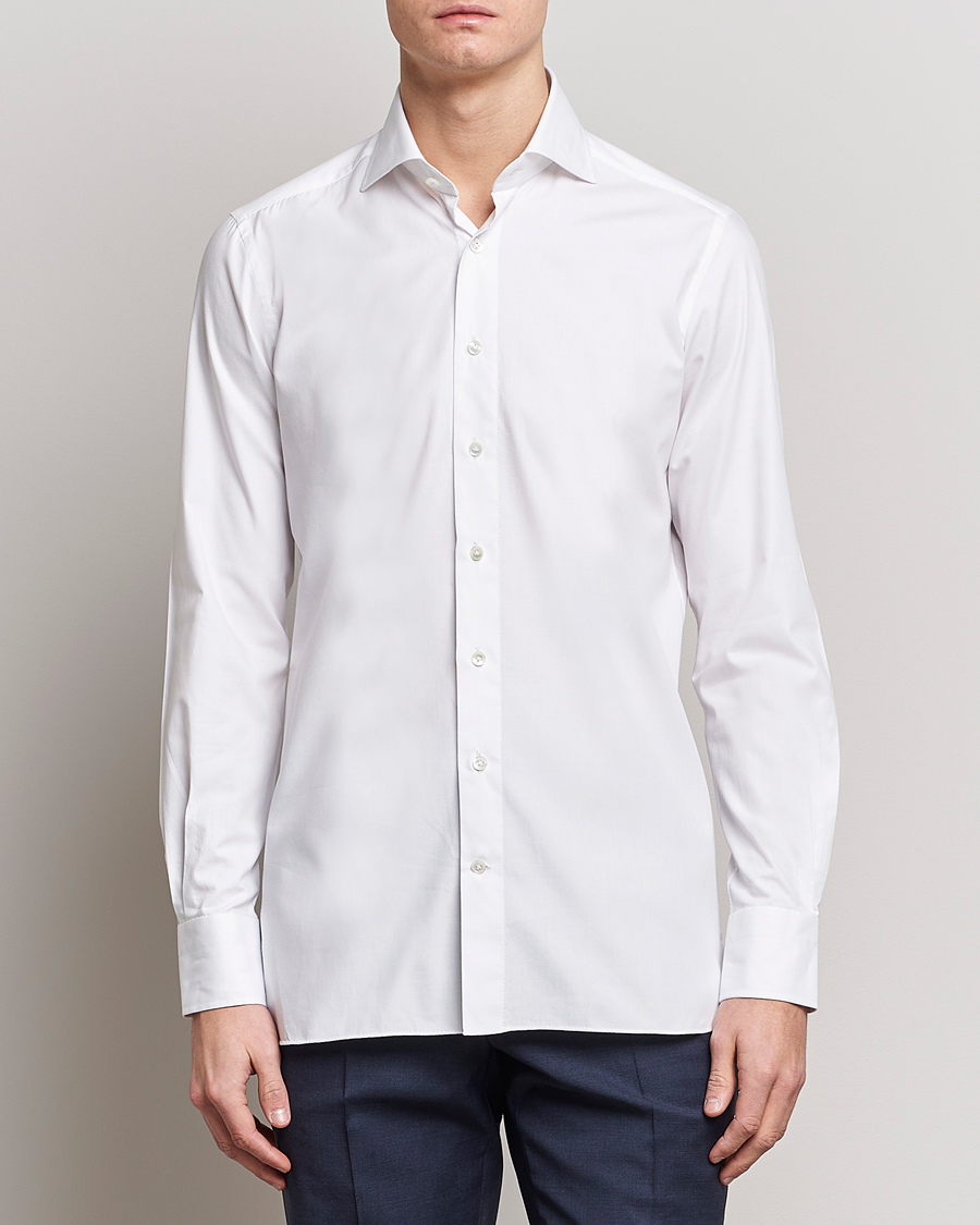 Herre | | 100Hands | Gold Line Cotton Twill Cut Away Shirt White