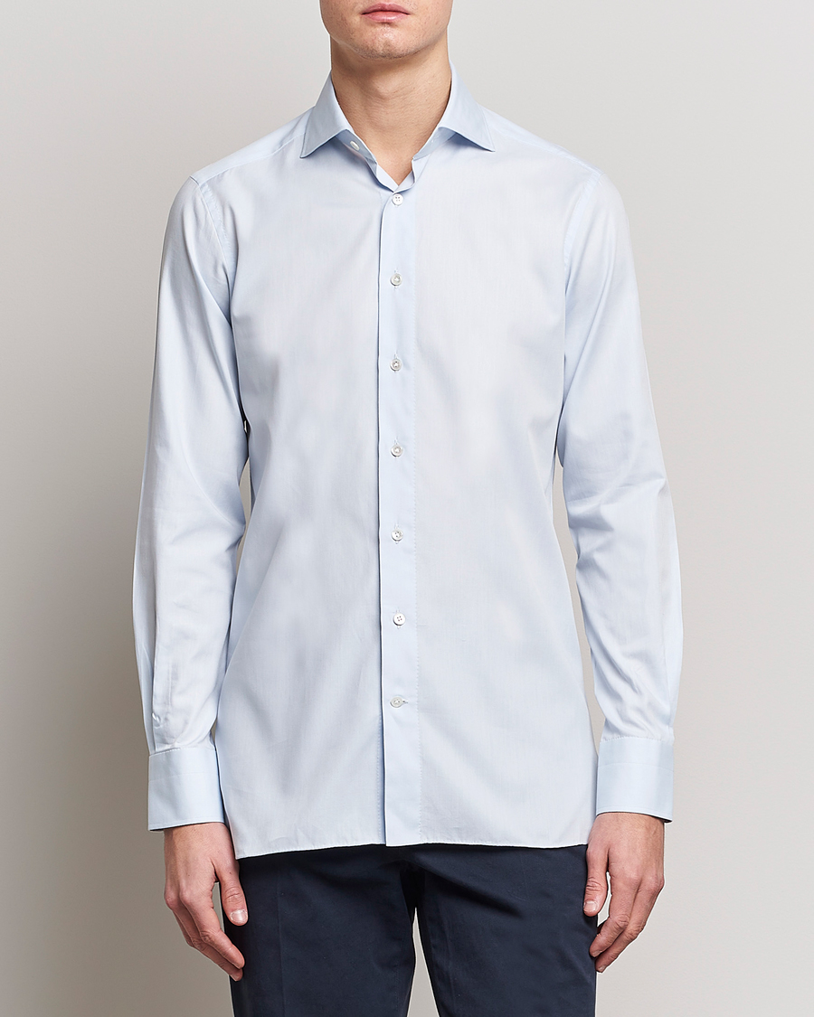 Herre | | 100Hands | Gold Line Cotton Twill Cut Away Shirt Light Blue