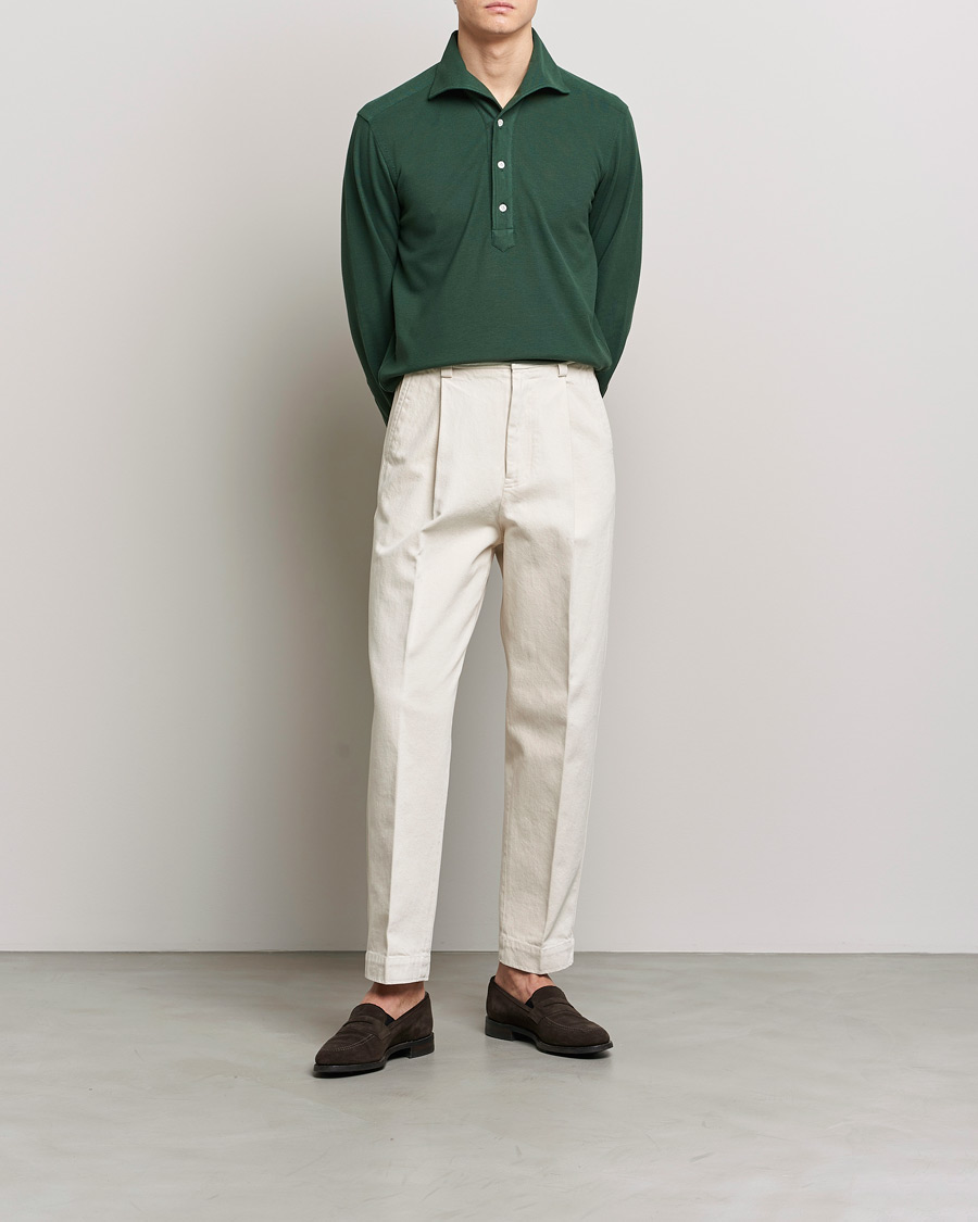 Herre | Skjorter | 100Hands | Signature One Piece Jersey Polo Emerald Green