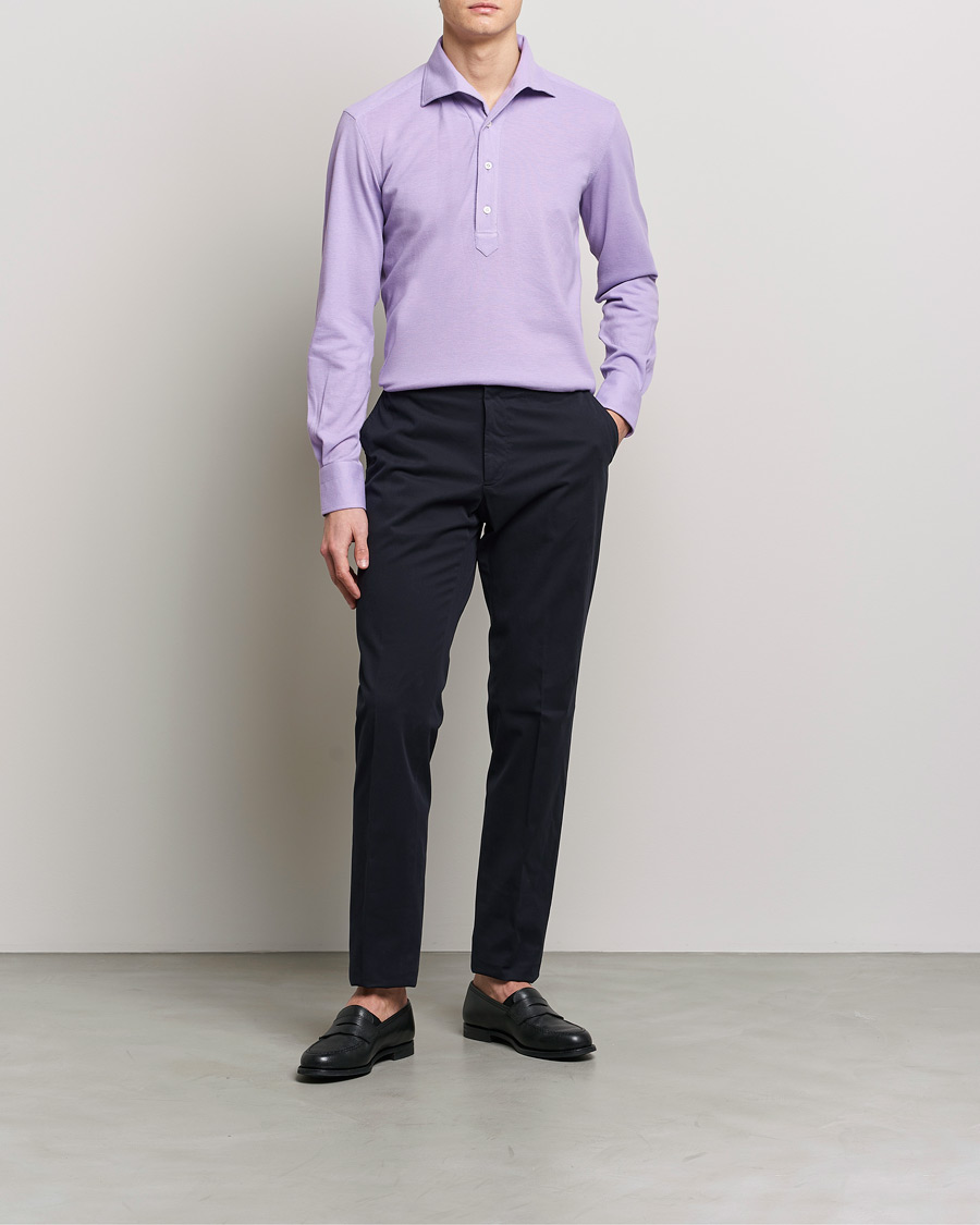 Herre | Skjorter | 100Hands | Signature One Piece Jersey Polo Light Purple