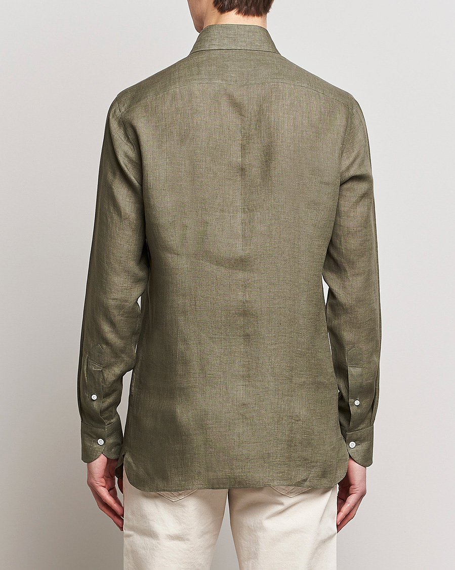 Herre | Skjorter | 100Hands | Signature Linen Cut Away Shirt Green
