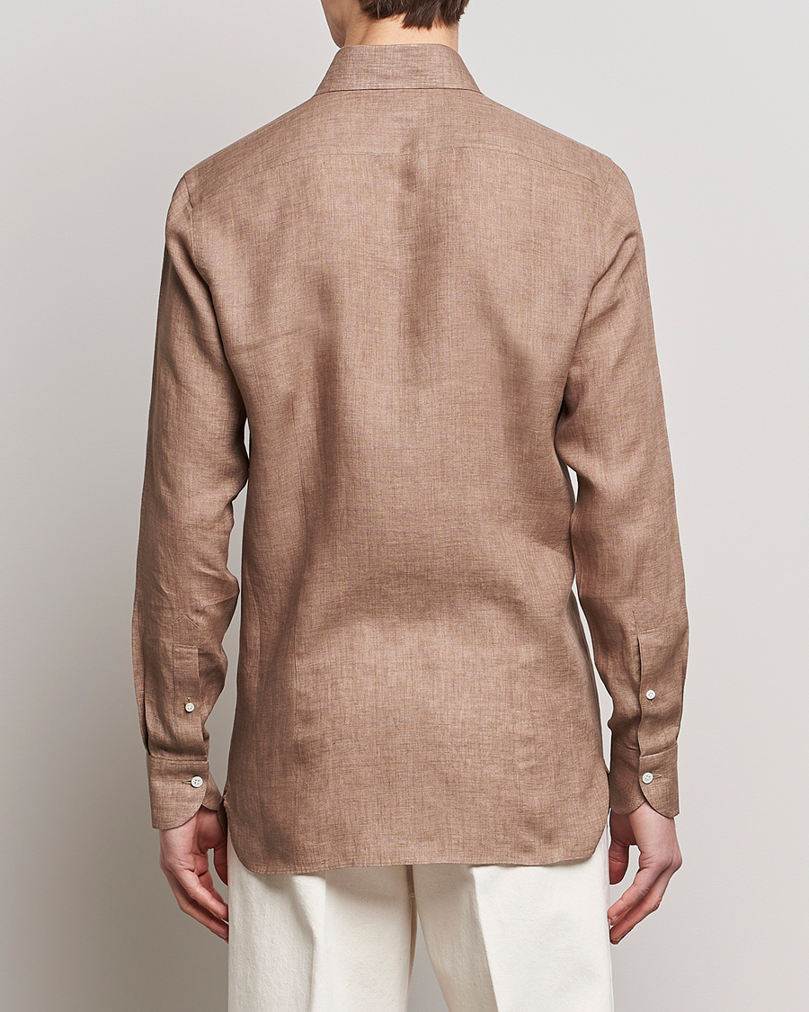 Herre | Skjorter | 100Hands | Signature Linen Cut Away Shirt Taupe