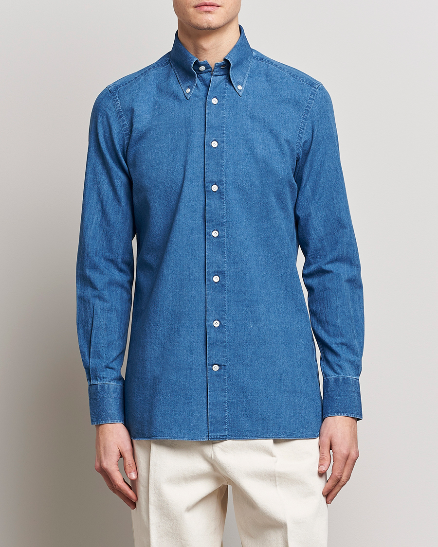 Herre | 100Hands | 100Hands | Japanese Denim Bata Wash Shirt Blue