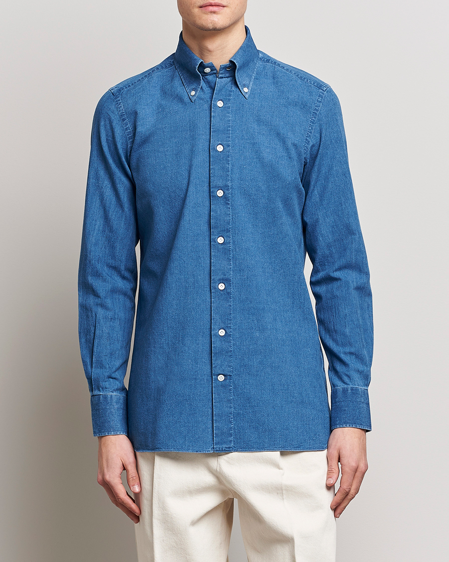Herre | Jeansskjorter | 100Hands | Japanese Denim Bata Wash Shirt Blue