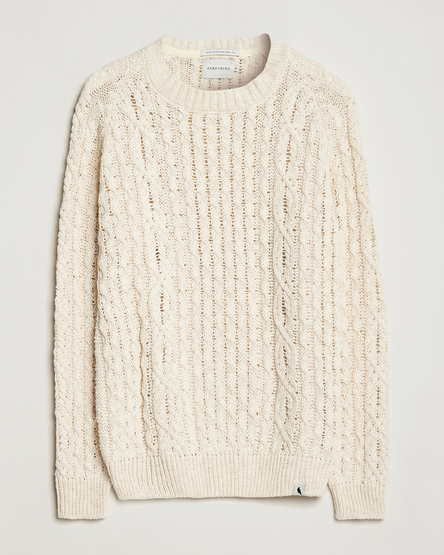 Herre | Gensere | Peregrine | Linen Arran Jumper Cream