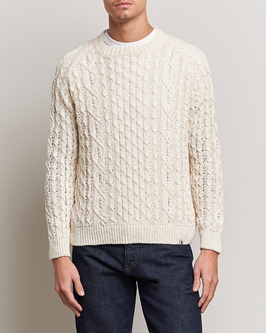 Herre | Best of British | Peregrine | Linen Arran Jumper Cream