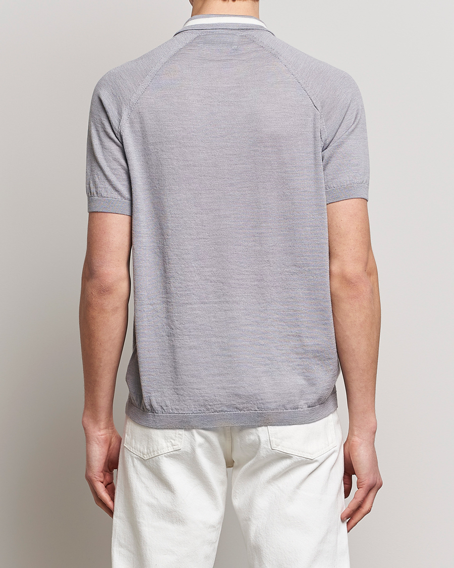 Herre | Pikéer | Peregrine | Textured Wool Short Sleeve Poloshirt Light Grey