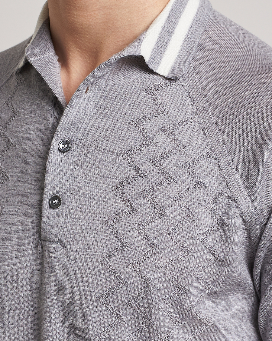 Herre | Pikéer | Peregrine | Textured Wool Short Sleeve Poloshirt Light Grey
