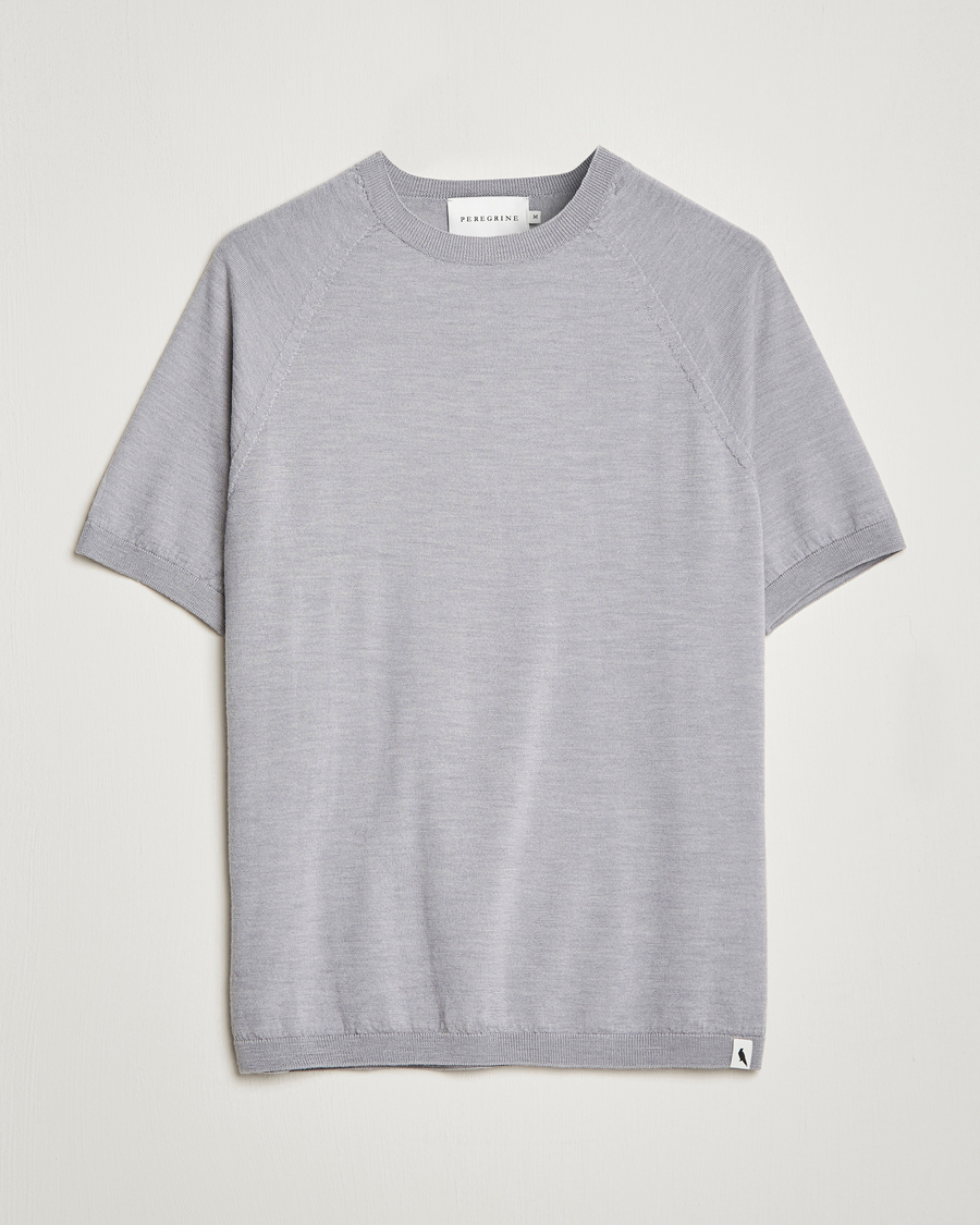 Herre | T-Shirts | Peregrine | Knitted Wool T-Shirt Light Grey